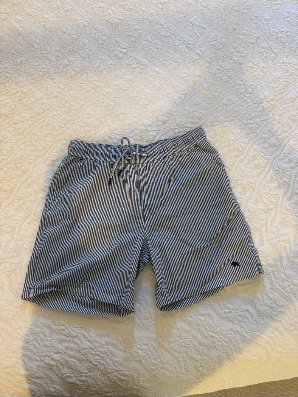 Onward Reserve Striped Navy & White Men’s Swim Trunks